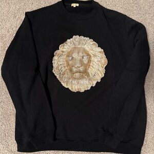 Designer Black Lion Embroidered Men's Sweater
